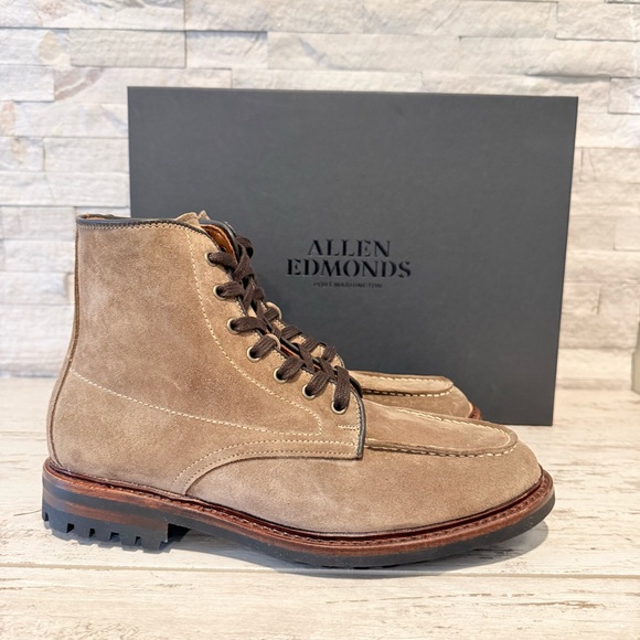 Allen Edmonds Carter Moc Toe Weatherproof Boot 8D Brown Suede Lace Up New $495 - Picture 2 of 15